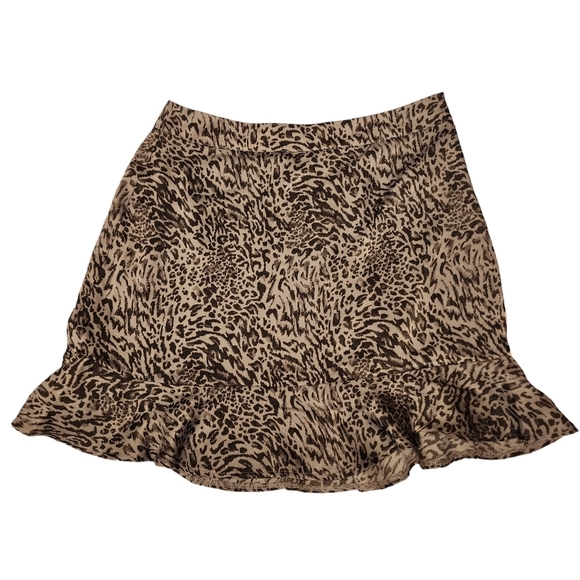 Gray Leopard Print Mini Skirt L - Picture 1 of 8